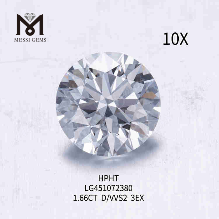 1.66ct D/VVS Round cut lab grown diamond 3EX