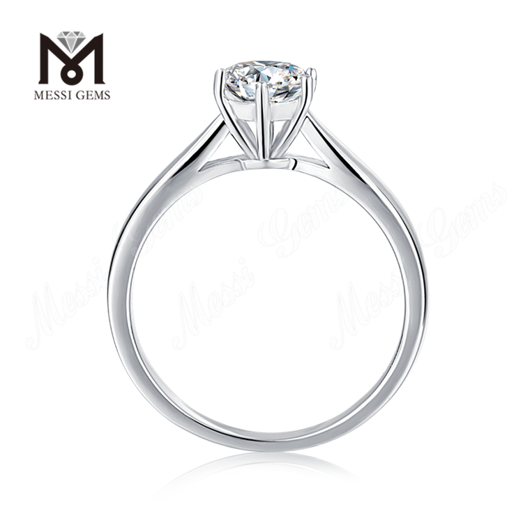 Messi Gems ashion rings jewelry women 925 sterling silver ring 1ct in white gold plated
