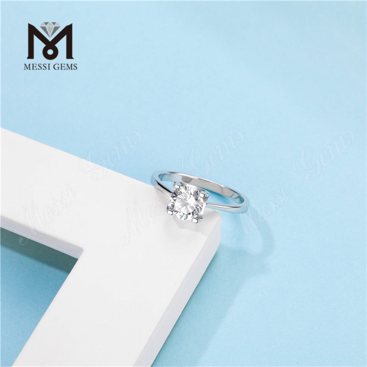 Messi Gems Engagement 1 Carat Moissanite Diamond 925 Sterling Silver Rings Femmes pour le mariage