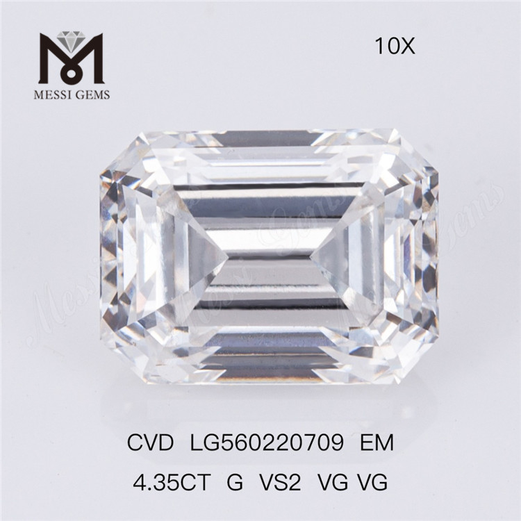 4.35ct G vs2 VG VGエメラルドカットラボダイヤモンドCVD販売