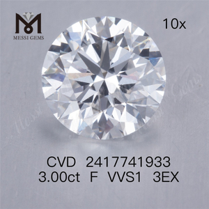 3CT F lab diamond 3EX round shape cvd lab grown diamond on sale
