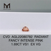 1.69CT FANCY INTENSE PINK VS1 EX VG RADIANT lab diamond CVD AGL22080782
