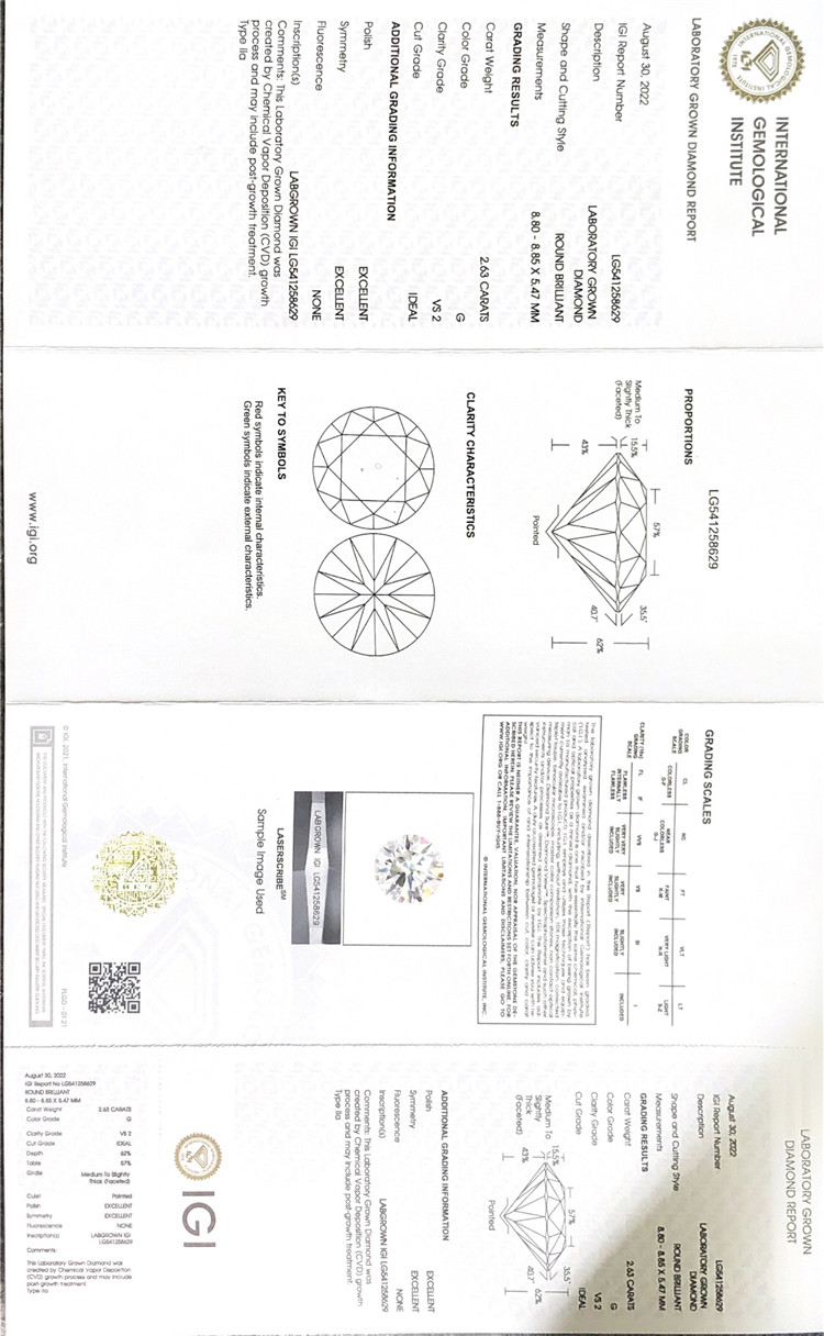 2.63CT G VS2 round vs loose lab diamond 2ct loose lab diamond IGI