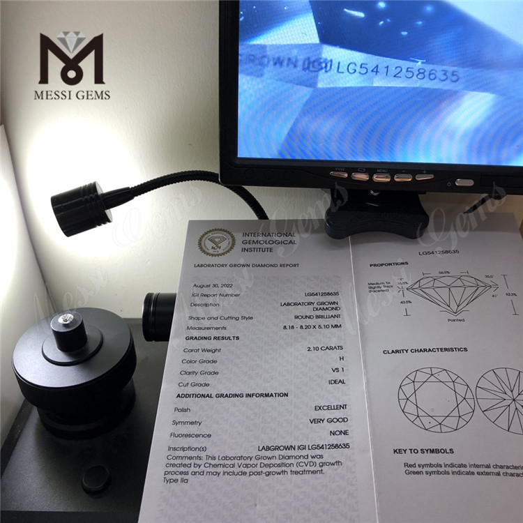 2.10CT H VS1 man made diamonds RD loose lab diamond wholesale price