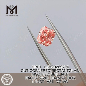 1.14CT RECTANTGLAR CUT PINK VS1 VG VG LG529269776 lab diamond HPHT