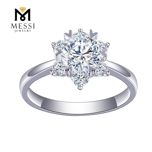 6 prong 14k 18k white gold lab diamond engagement ring