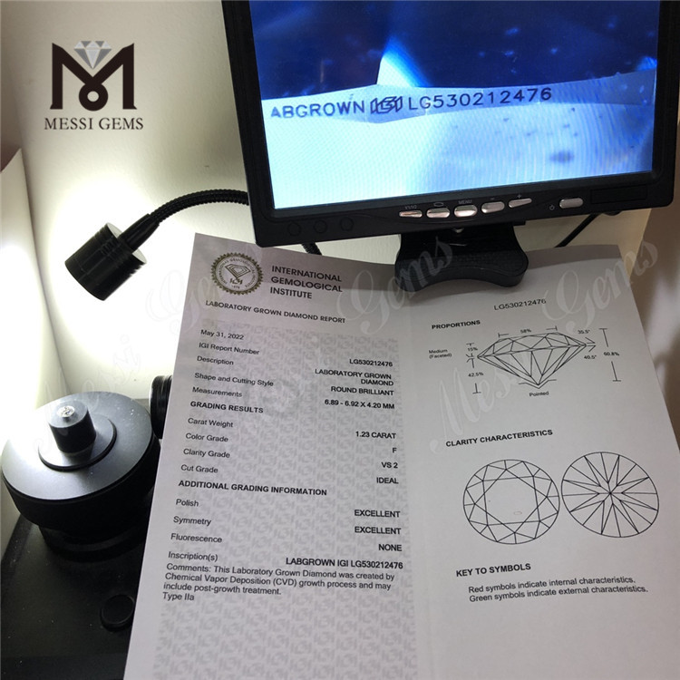 1.23ct F cvd lab diamond VS2 round white loose lab diamond wholesale price