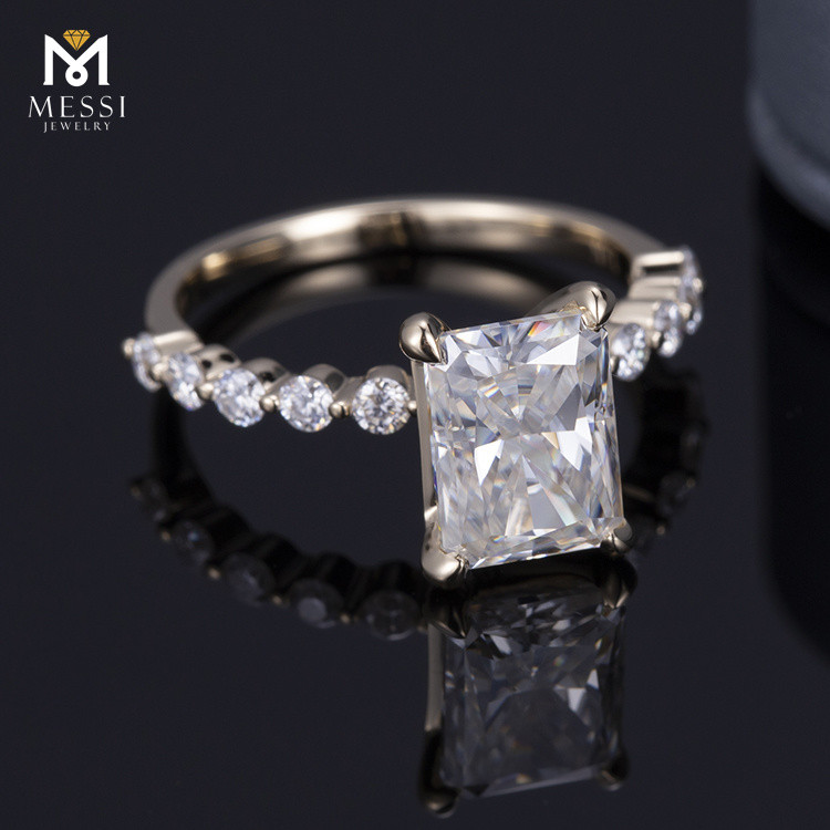 6*8mm DEF moissanite 18k white gold wedding ring customized engagement moissanite ring