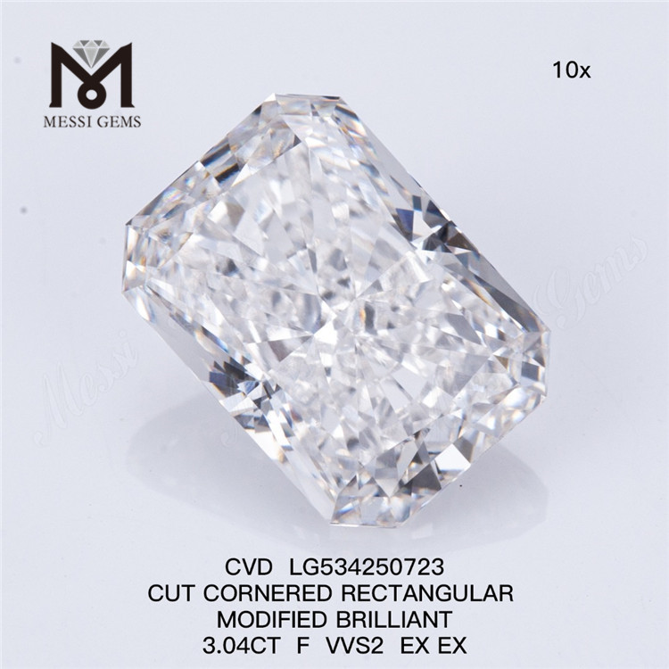 3.04CT RECTANGULAR cut F VVS2 EX EX high quality man made diamonds CVD LG534250723 