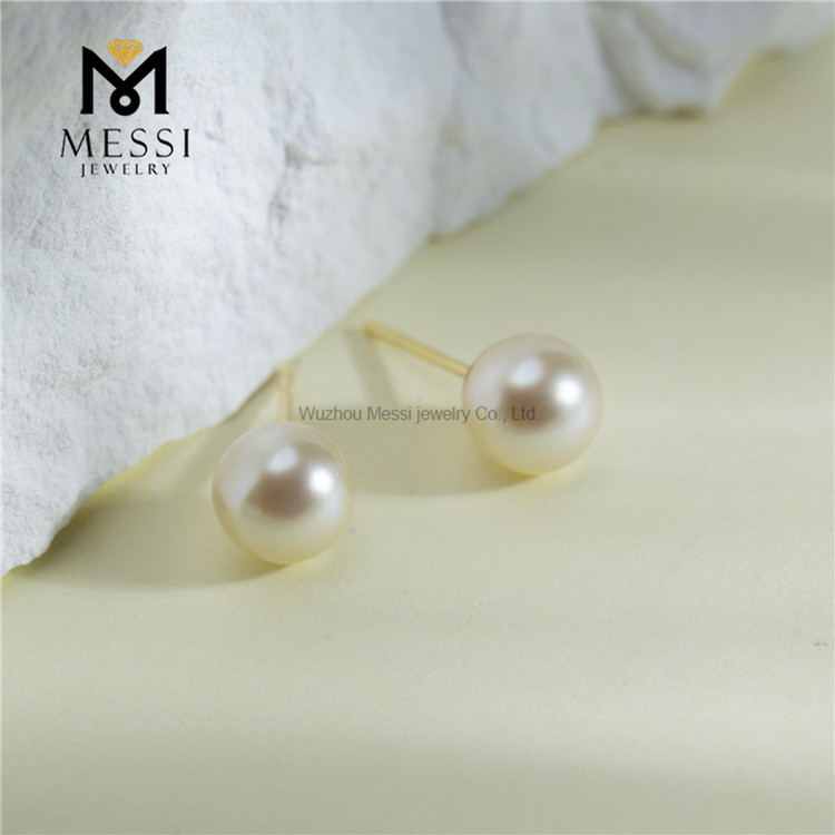 Gold de 18k 4-5 mm Elegantes Pendientes de perlas de novia para bodas