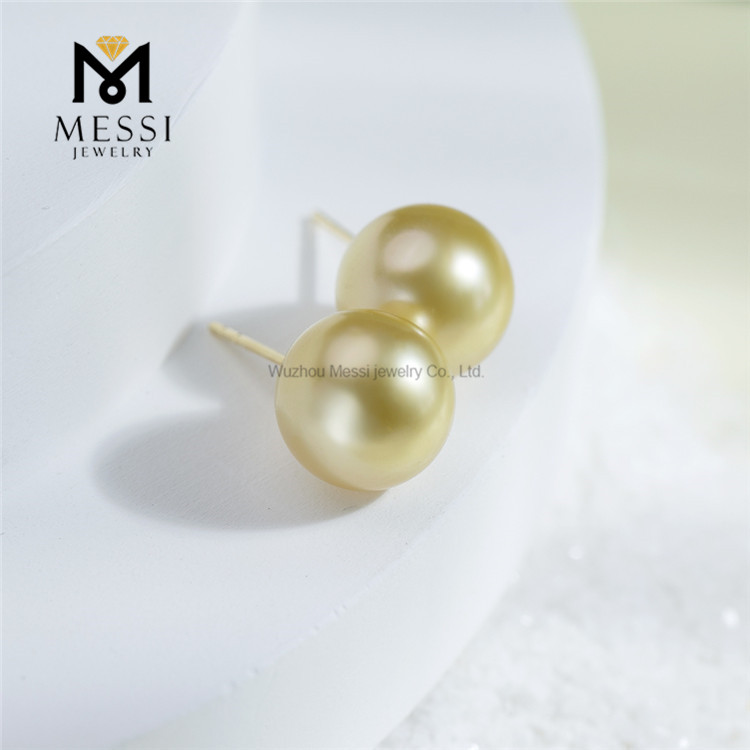 9-10mm Luxury & Unique Jewelry 18k Designer Golden South Seas Pearl Earrings