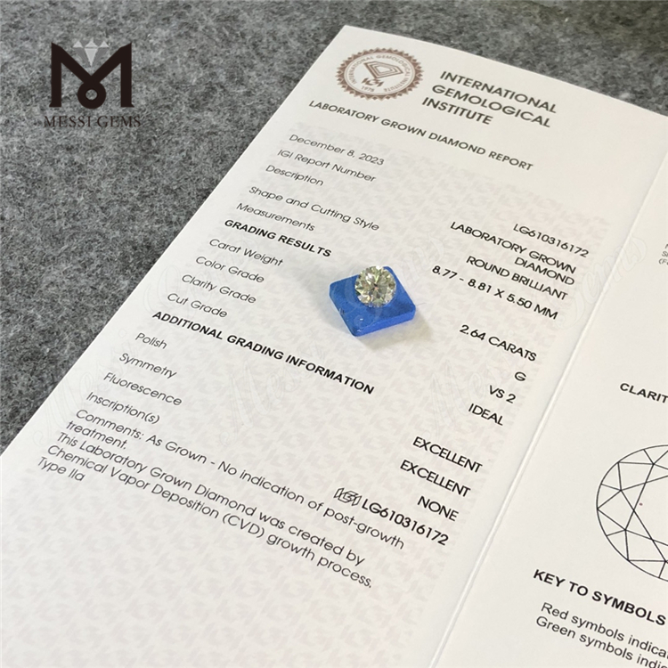 2.64CT best priced lab diamonds G VS2 CVD Affordable Luxury with IGI LG610316172丨Messigems