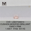 1.43CT CUSHION FANCY PINK VVS2 fabricated diamonds CVD LG647446314