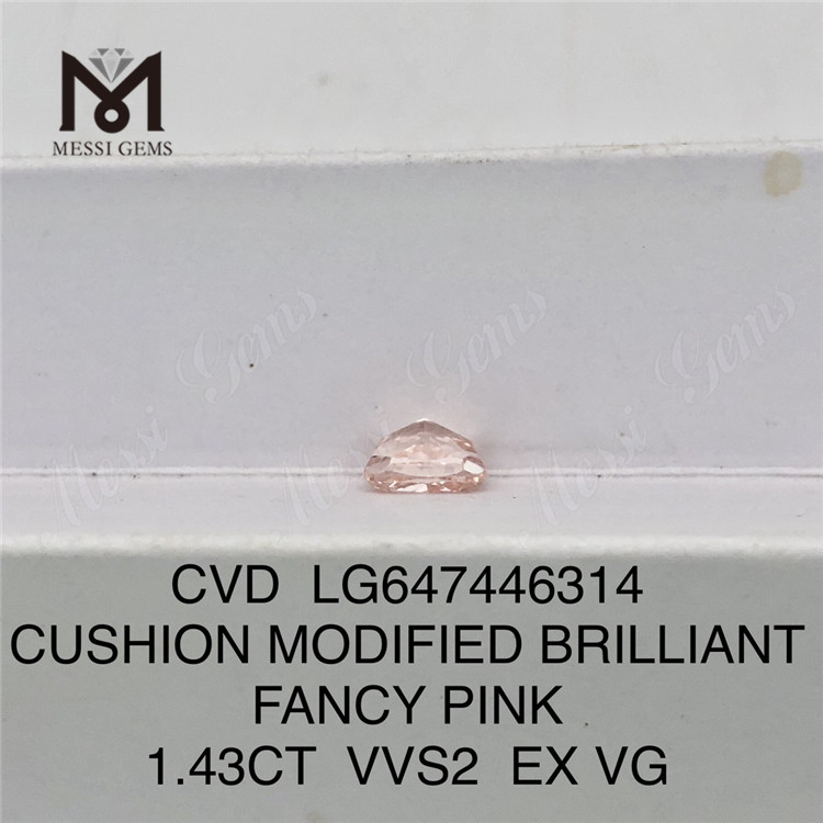 1.43CT CUSHION FANCY PINK VVS2 fabricated diamonds CVD LG647446314