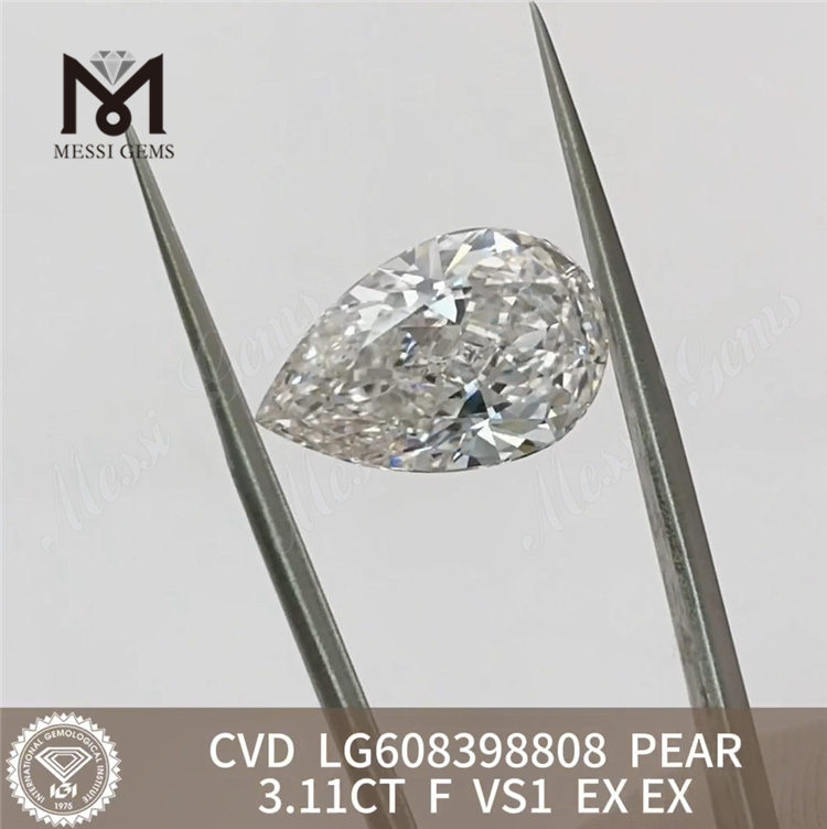 3.11CT F VS1 PEAR Cvd Loose Diamond Sustainable Elegance for Designers丨Messigems CVD LG608398808
