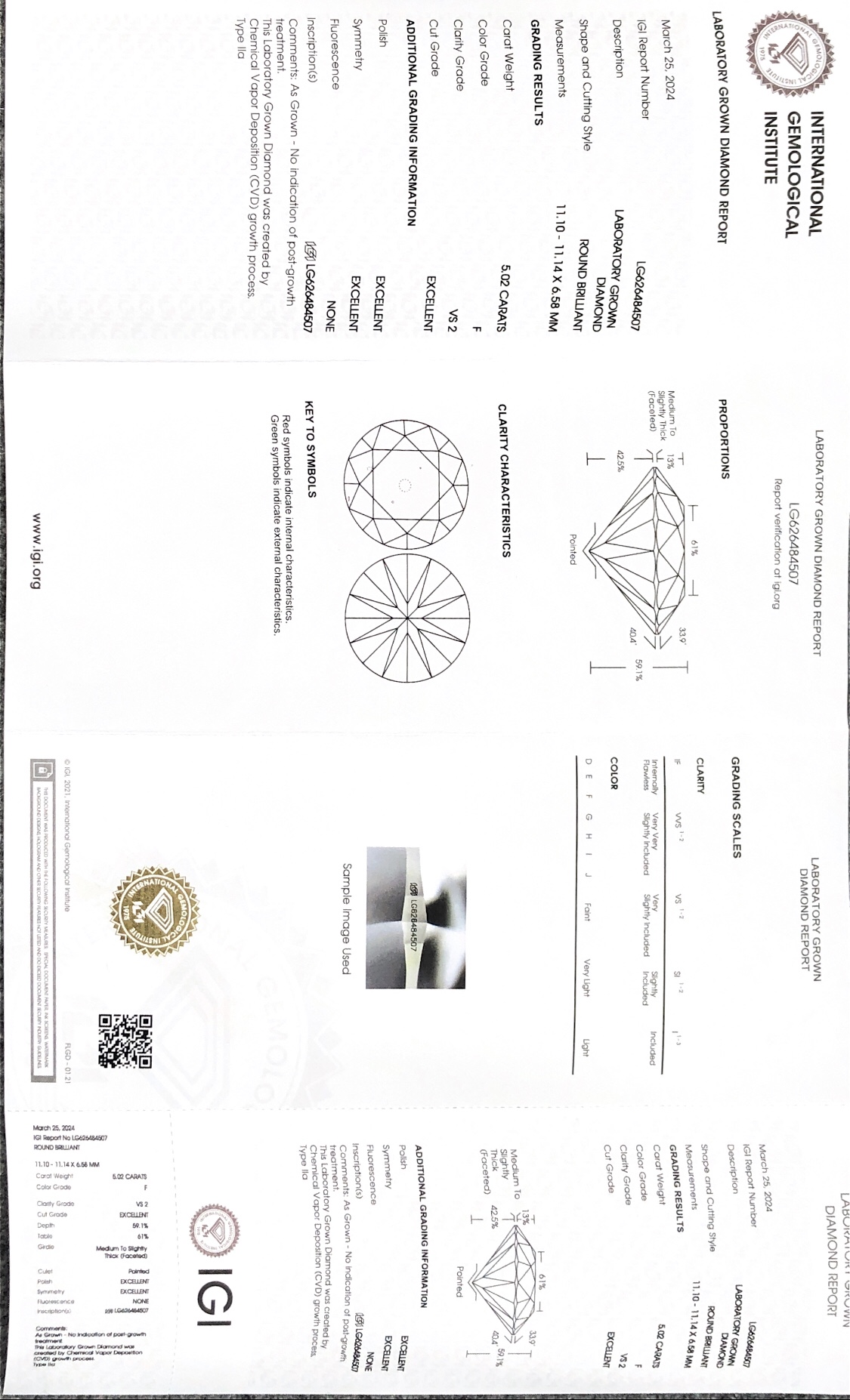 5ct igi certified loose diamonds ex