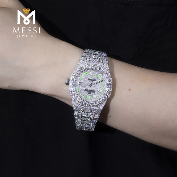 moissanite iced out gold watch
