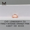 4.02CT VS1 EX EX CU FANCY INTENSE ORANGY Pink CVD Diamonds For Sale LG582352614