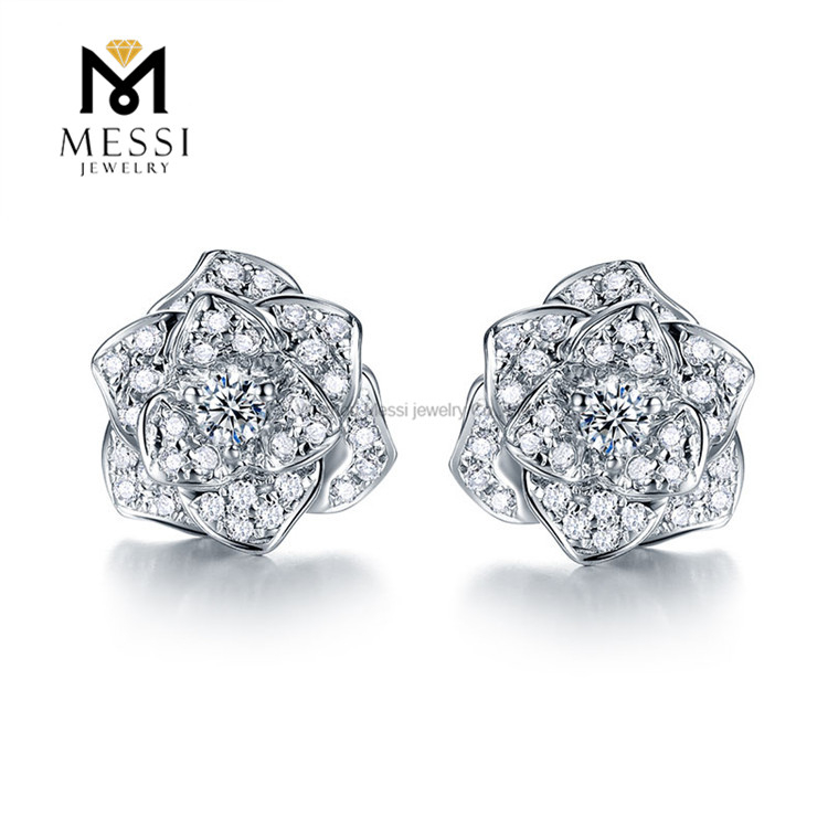 14k 18k 1ct white wedding gold diamond stud earrings for women