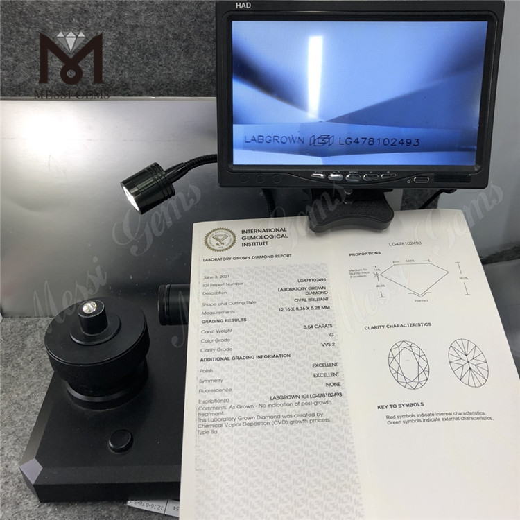 3.54CT G VVS2 OV lab grown diamond CVD LG478102493 丨Messigems