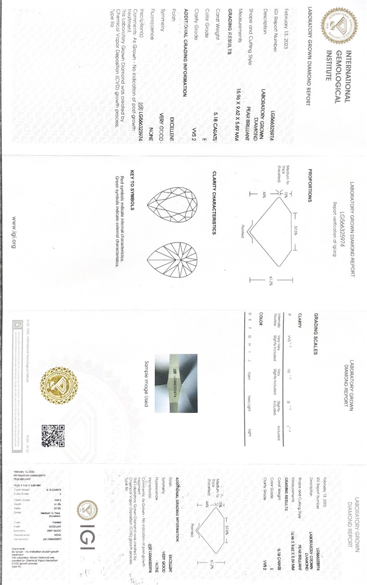 5ct pear laboratory grown diamonds