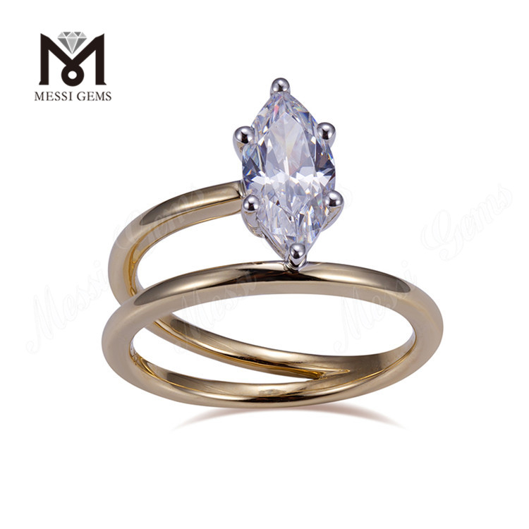 custom jewelry engagement ring 14K Gold big carat marquise cut diamond ring