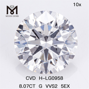 8.06CT G VVS2 ID EX EX Bulk CVD Diamonds: Quality You Can Trust LG602336105丨Messigems