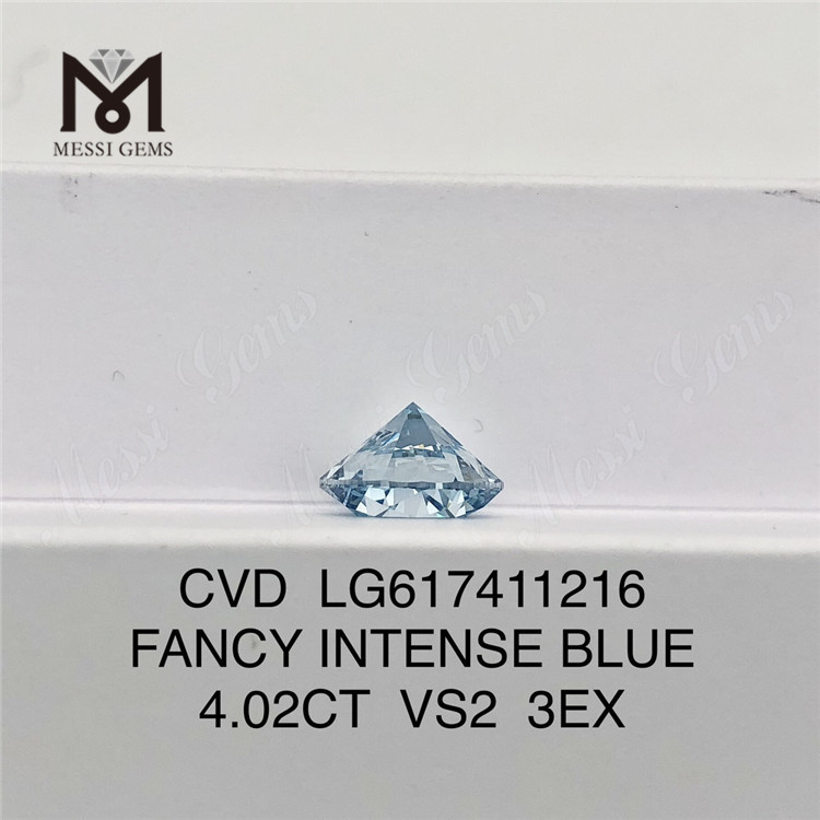 4.02ct Round VS2 Fancy Intense Blue Synthetic Diamonds Online 丨 MESSIGEME CVD LG617411216 