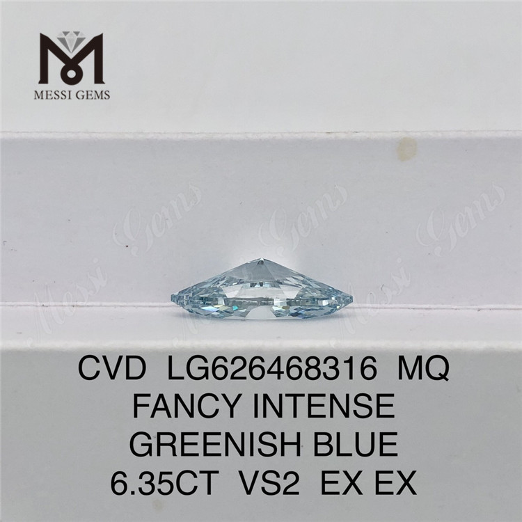 6.35CT FANCY INTENSE GREENISH Blue grown diamonds MQ CVD LG626468316丨Messigems
