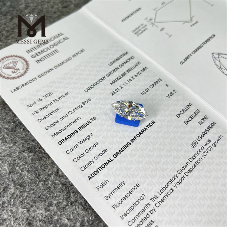 10ct f mq vvs cvd simulated diamond