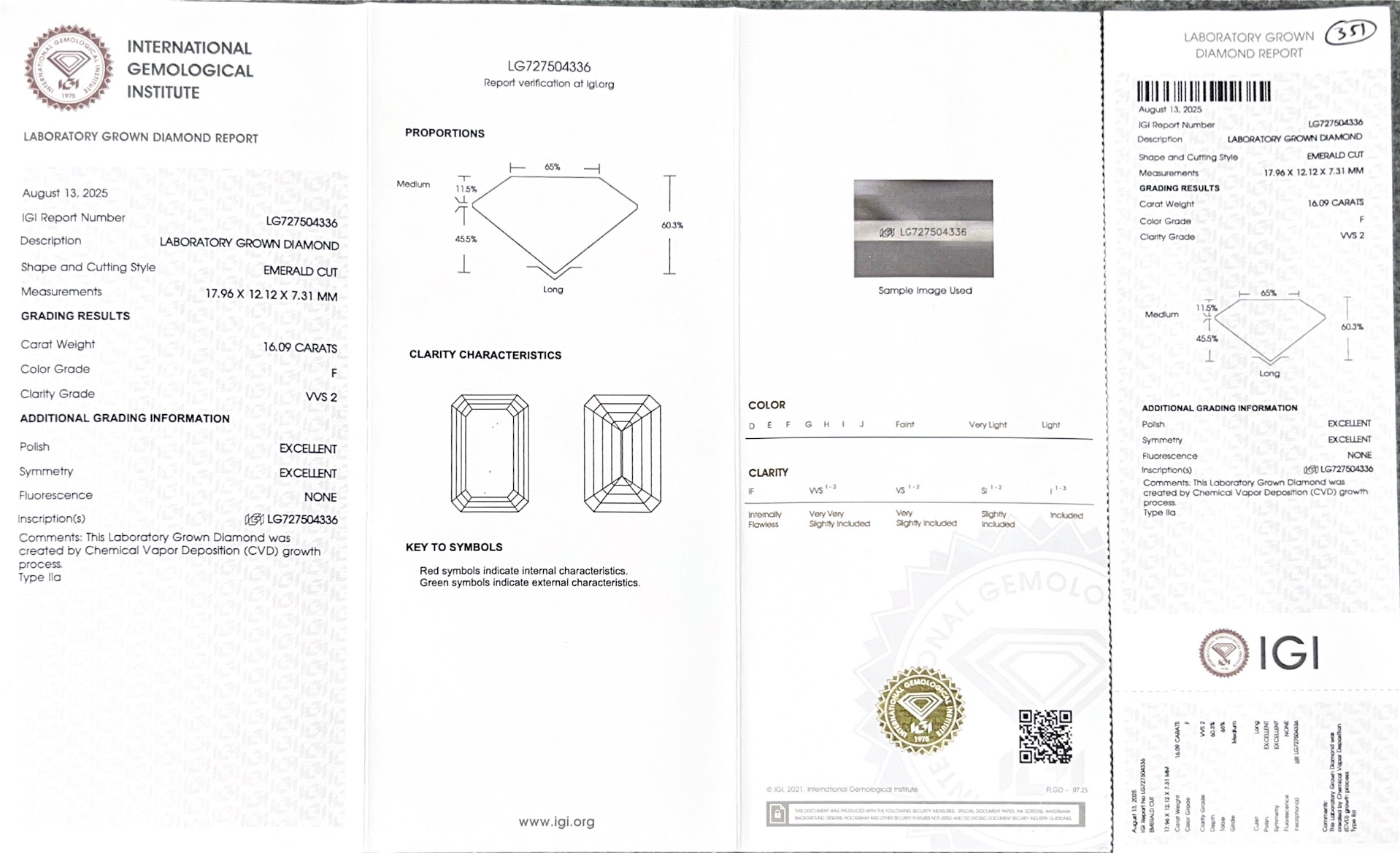16ct em f sustainable igi lab created diamonds