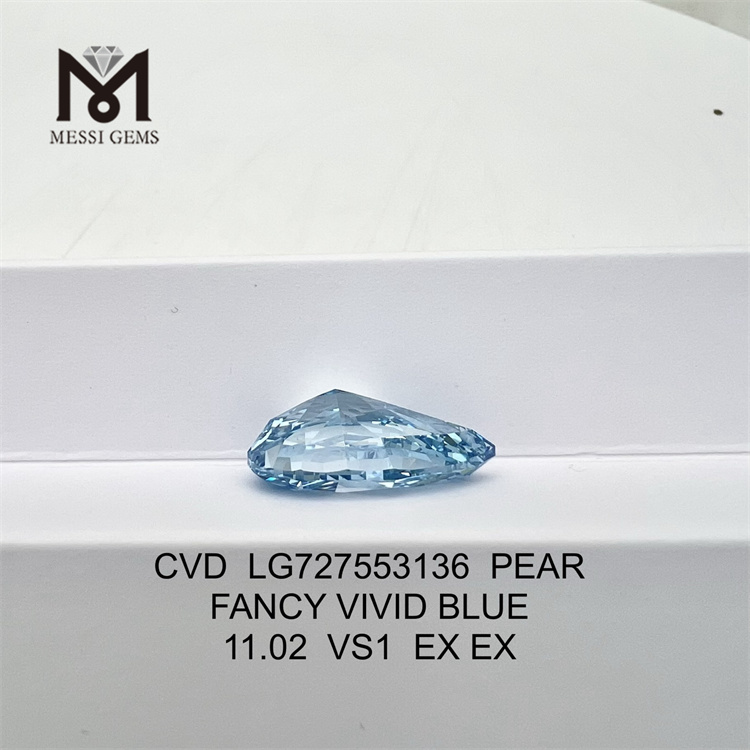 11.02 VS1 EX EX PEAR FANCY VIVID Blue Sustainable Lab Created Diamond CVD LG727553136
