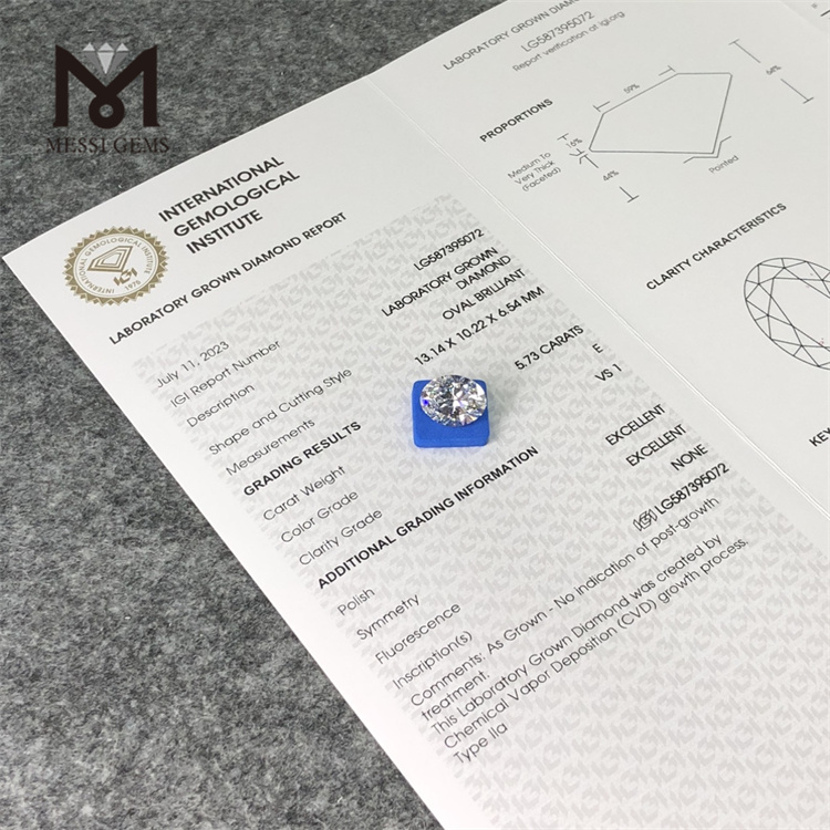 5.73CT OV E VS1 CVD Loose lab diamond LG587395072 