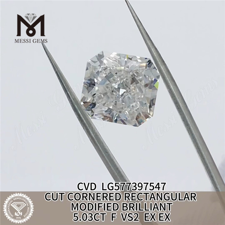 5.03CT RECTANGULAR F VS2 EX EX CVD simulated diamond LG577397547